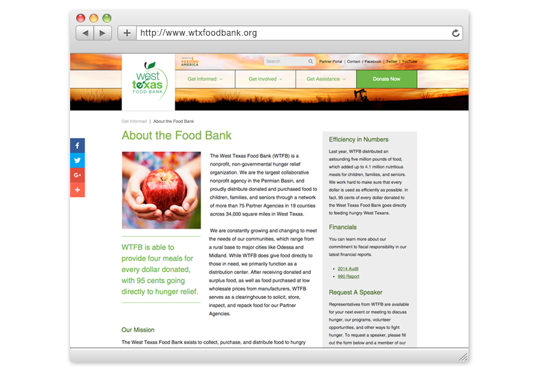 West Texas Food Bank Interior Page
